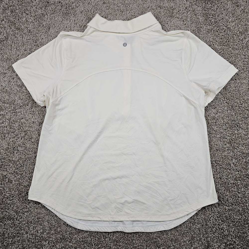 Lululemon Quick Drying Short Sleeve Polo Shirt Womens 16 White/Ivory W3EZTS - Picture 5 of 7